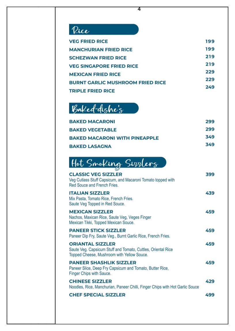 Ovia Terraza & Bar menu