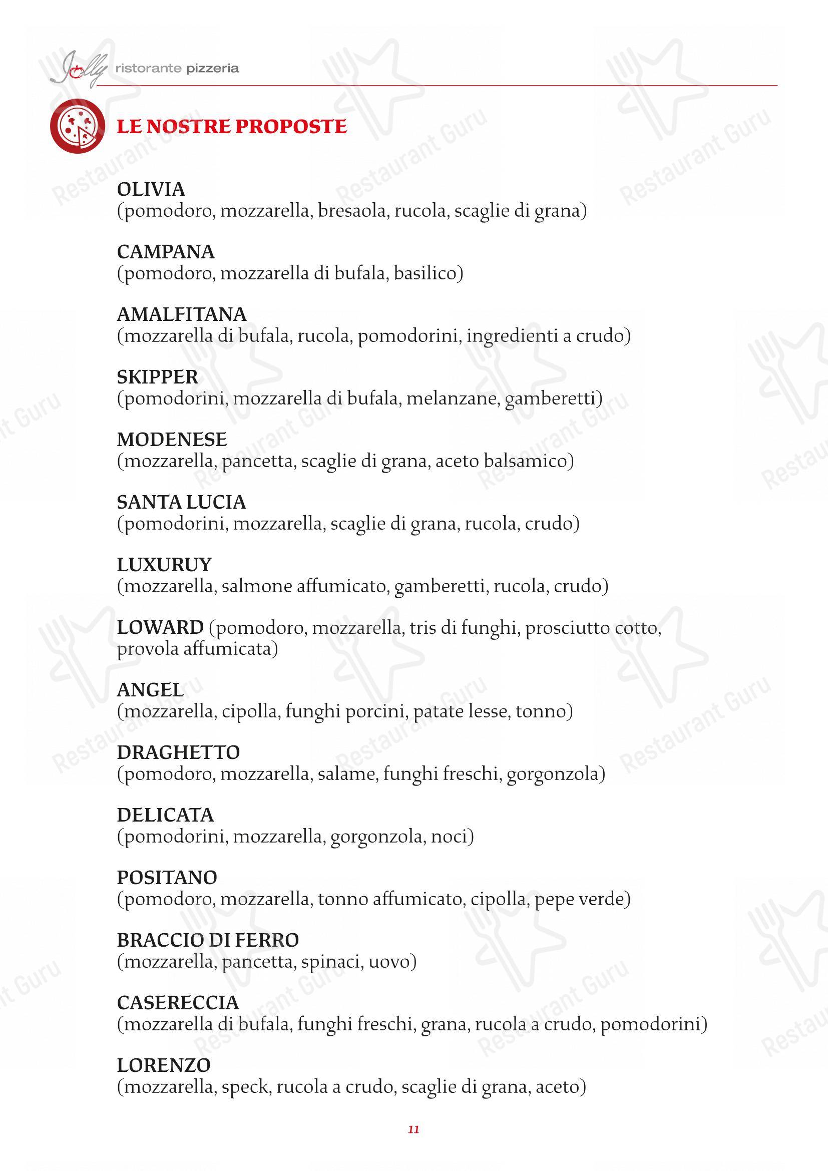 Menu per Jolly pizzeria