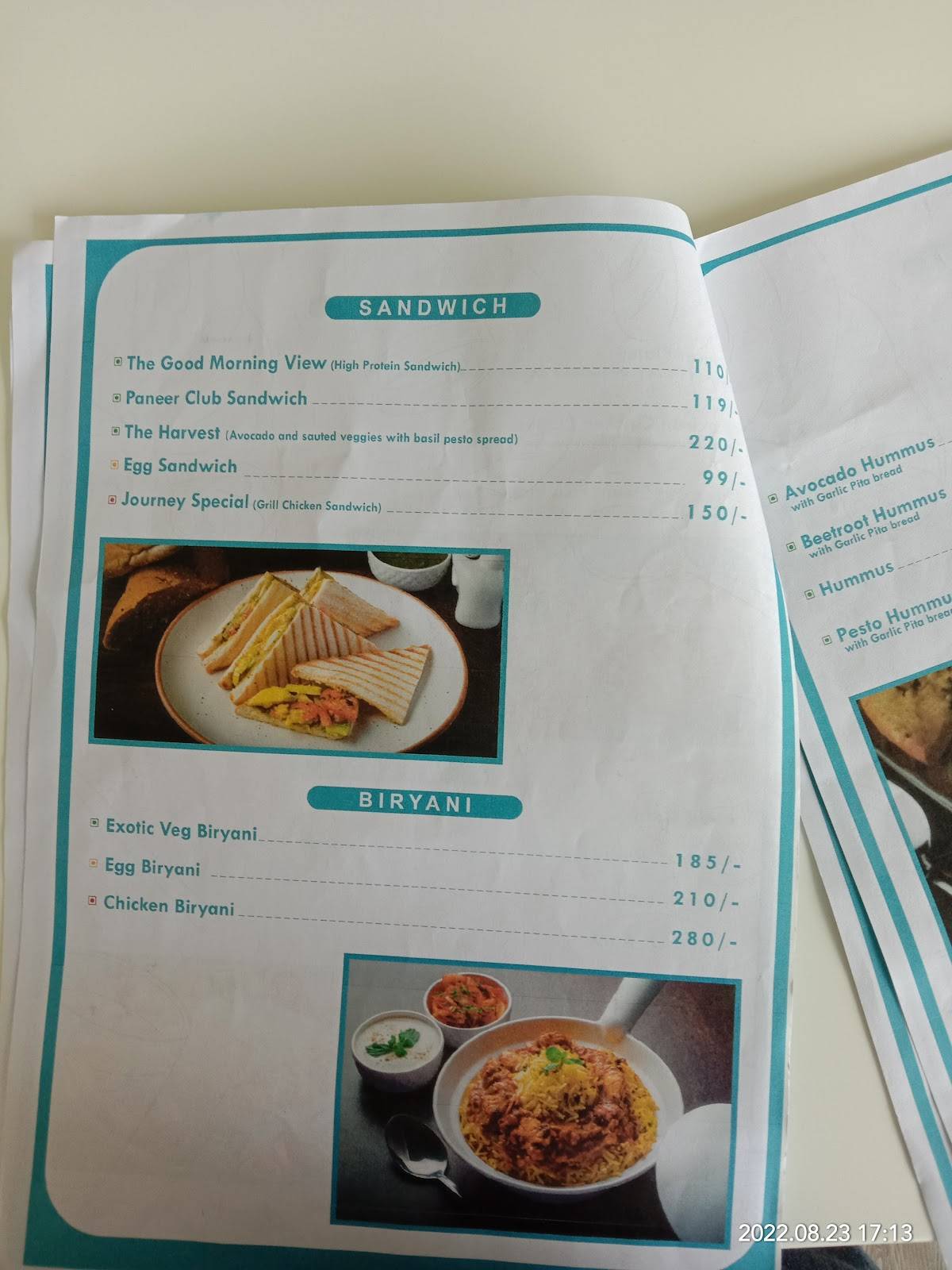 Journey, the Health Kitchen menu