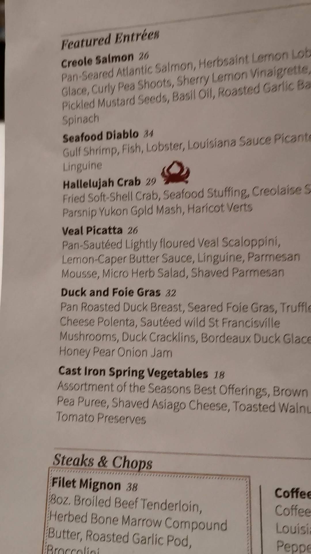 Menu at Jubans Restaurant & Bar, Baton Rouge