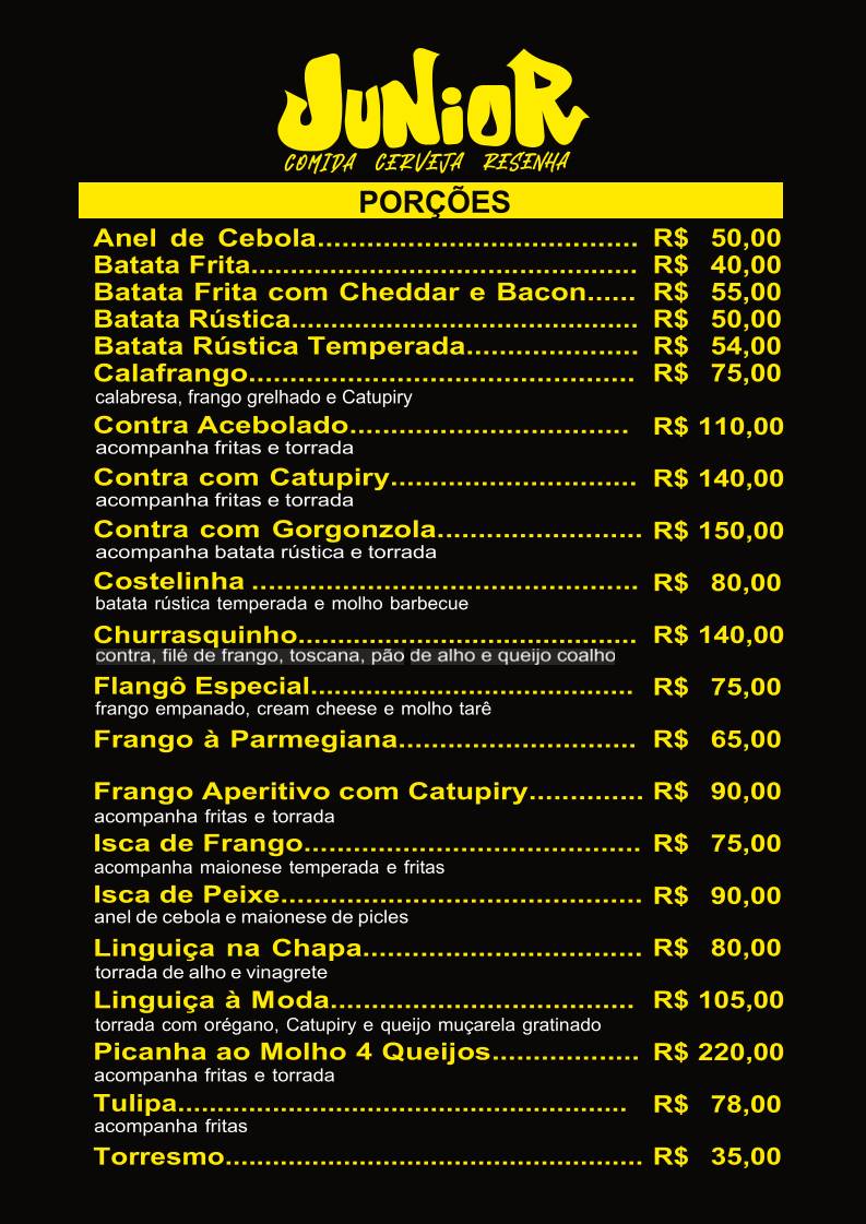 Júnior Beer Burger cardápio