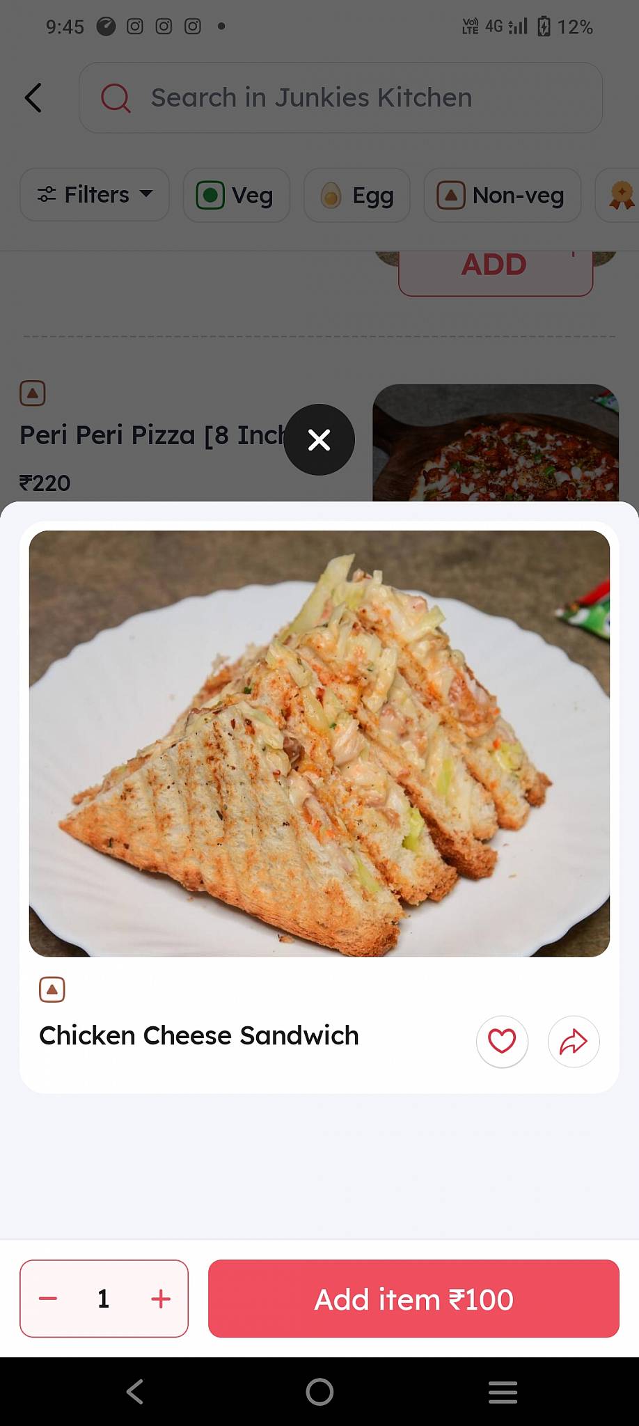 Junkies kitchen menu