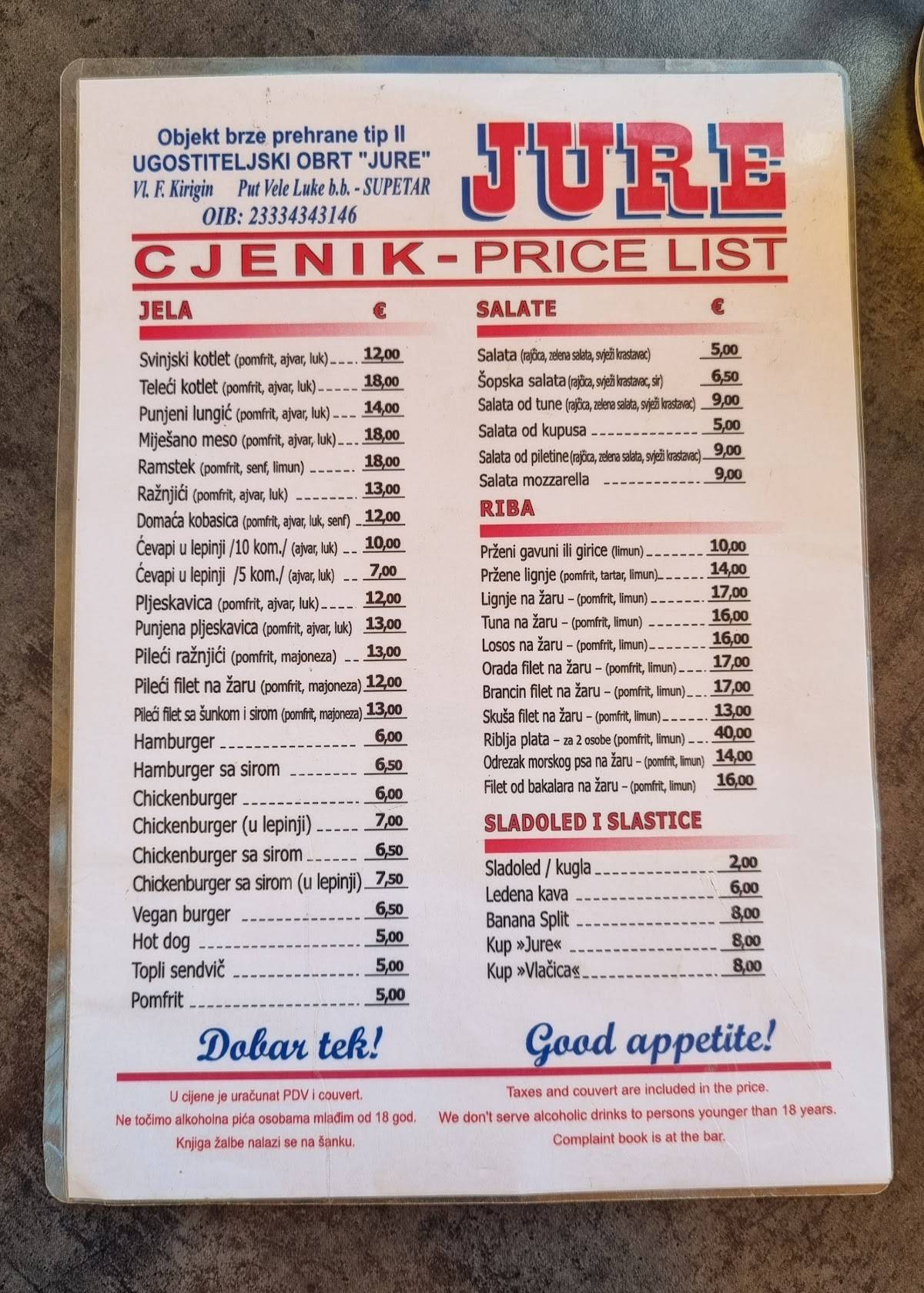 Menu di Jure 