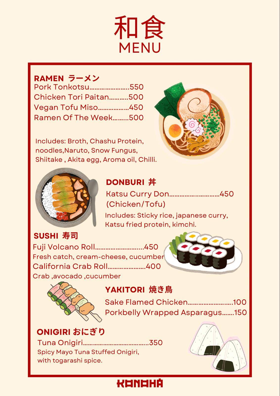 KONOHA menu