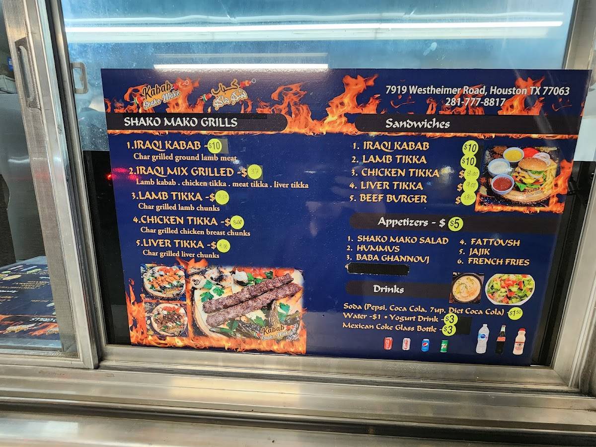 Carta del restaurante Kabab Shako Mako (Food Truck), Houston