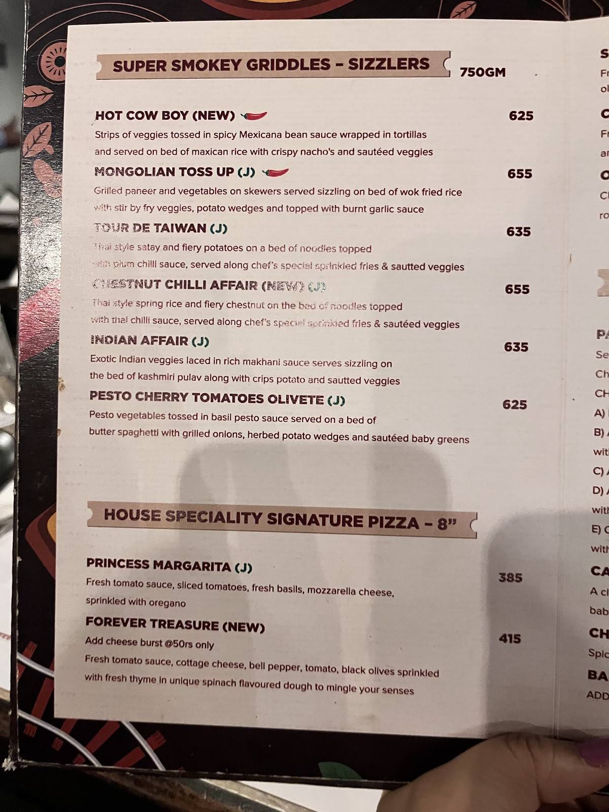 Kaboose Restaurant menu