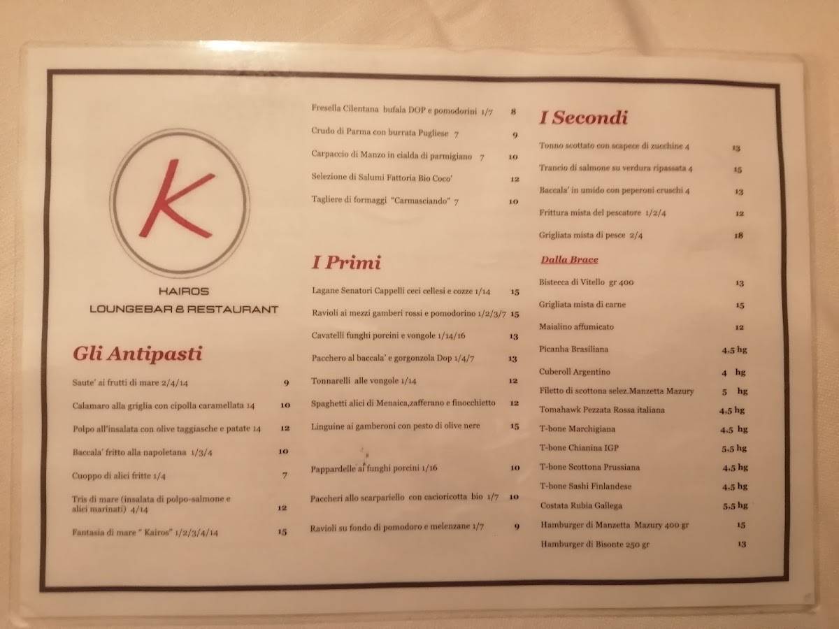 Menu di Kairos Loungebar 