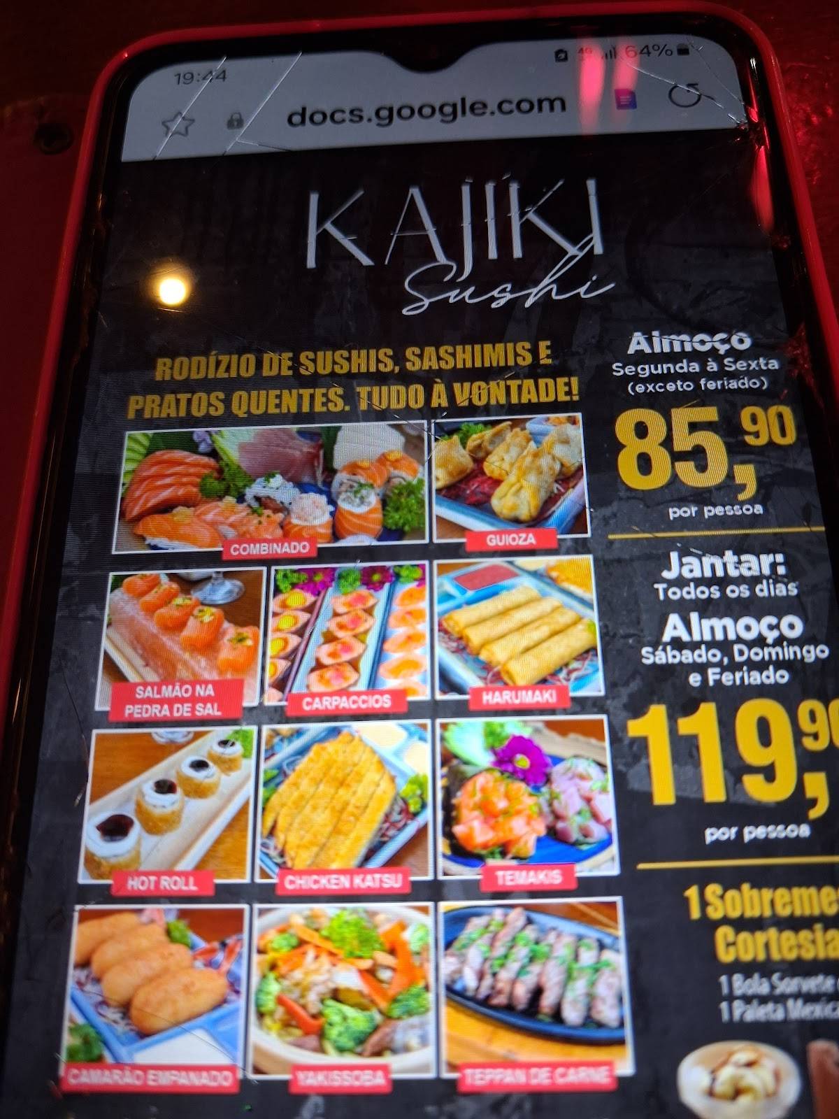 Kajiki Sushi Em São Vicente cardápio