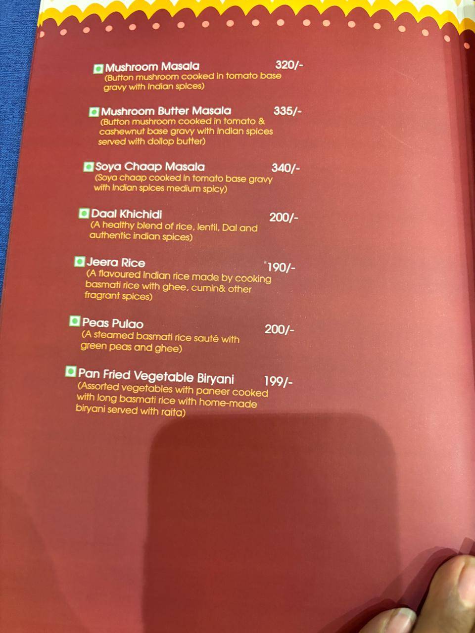Kake Da Minar menu