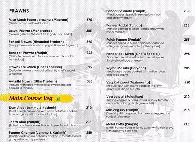 Kali Mirch Cafe & Restaurants menu