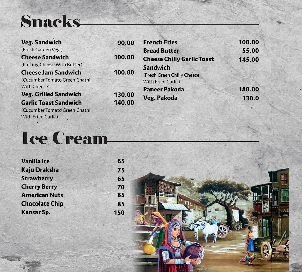 Kansar Garden Restaurant menu