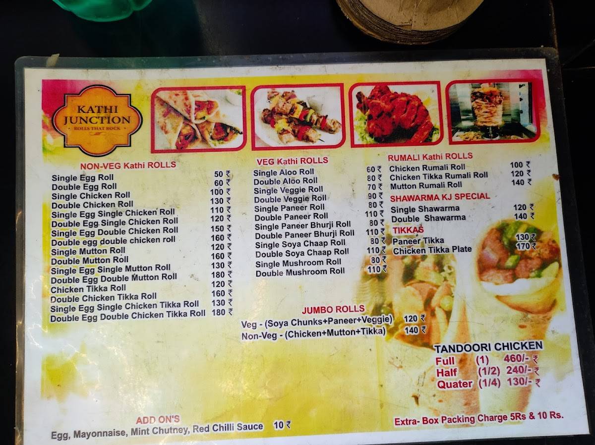 Kathi Junction menu