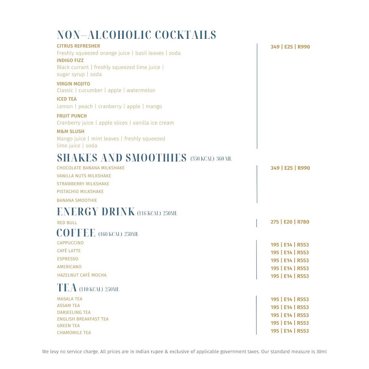 Kava - Fairfield by Marriott Goa Benaulim menu