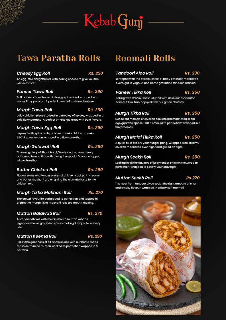 Kebab Gunj menu