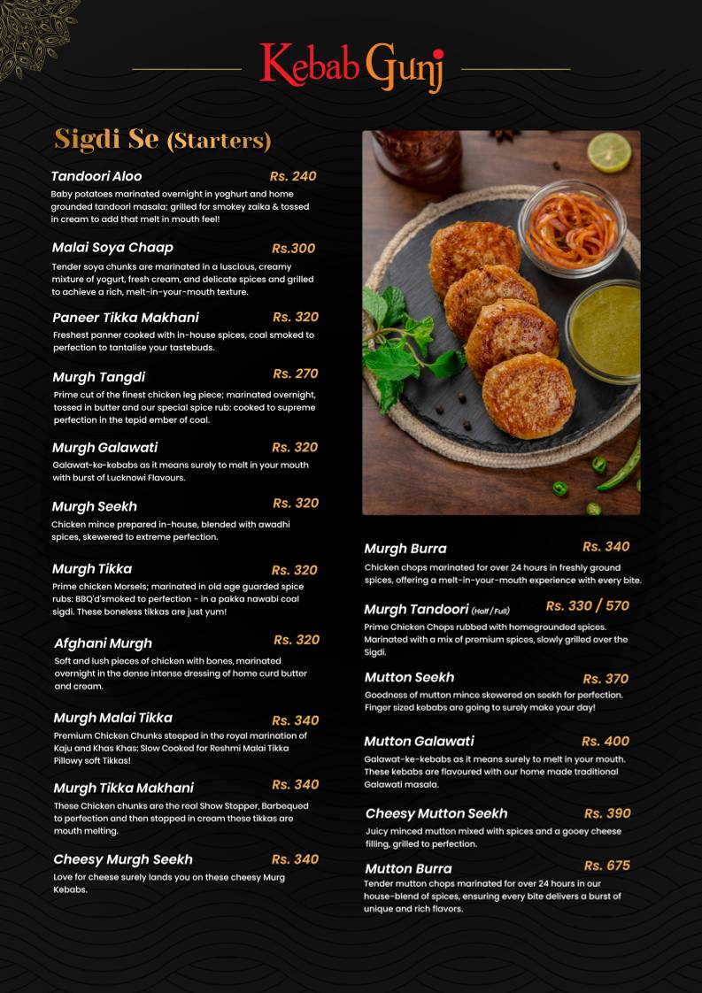 Kebab Gunj menu