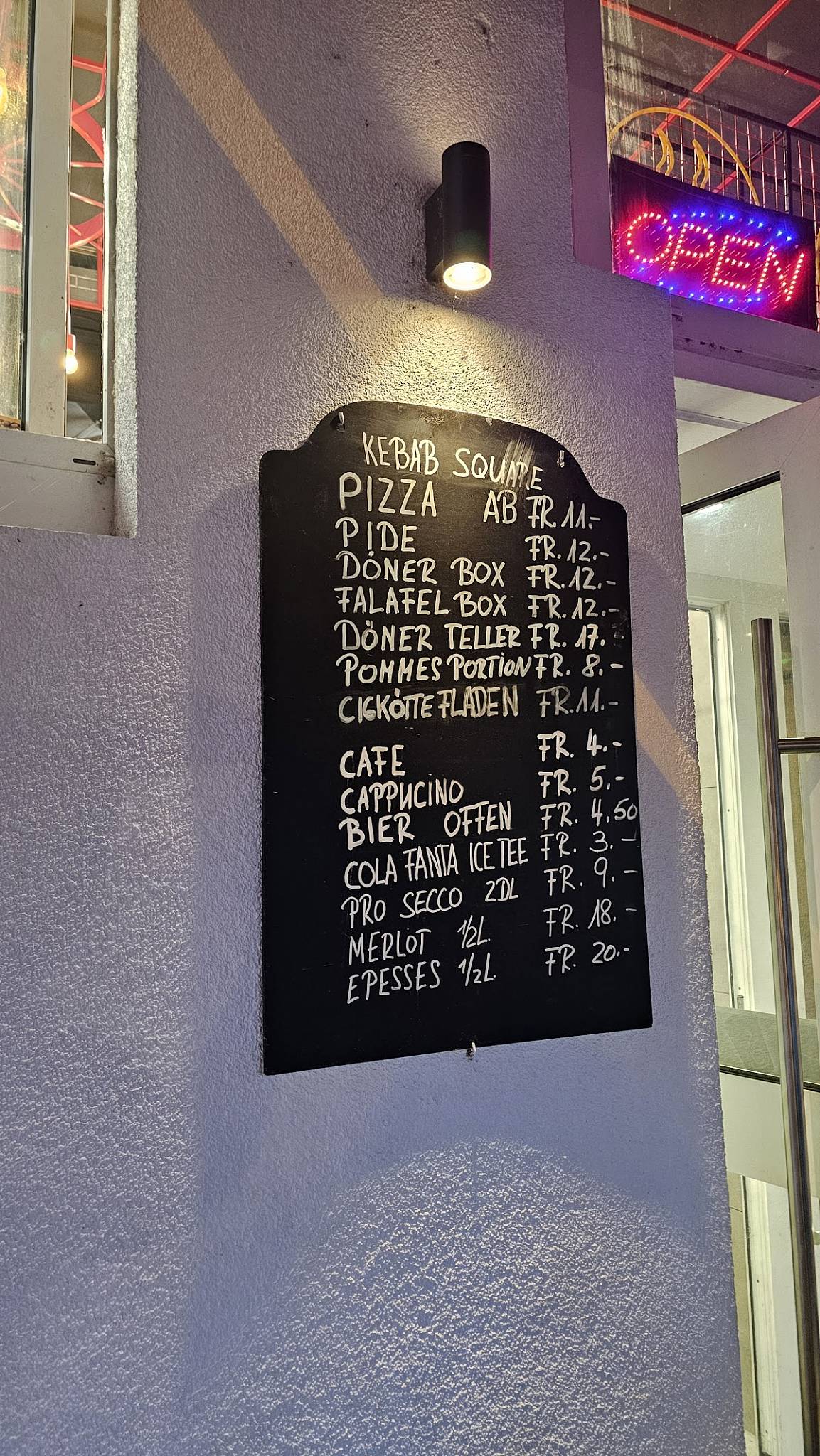 Menu de Kebab Square