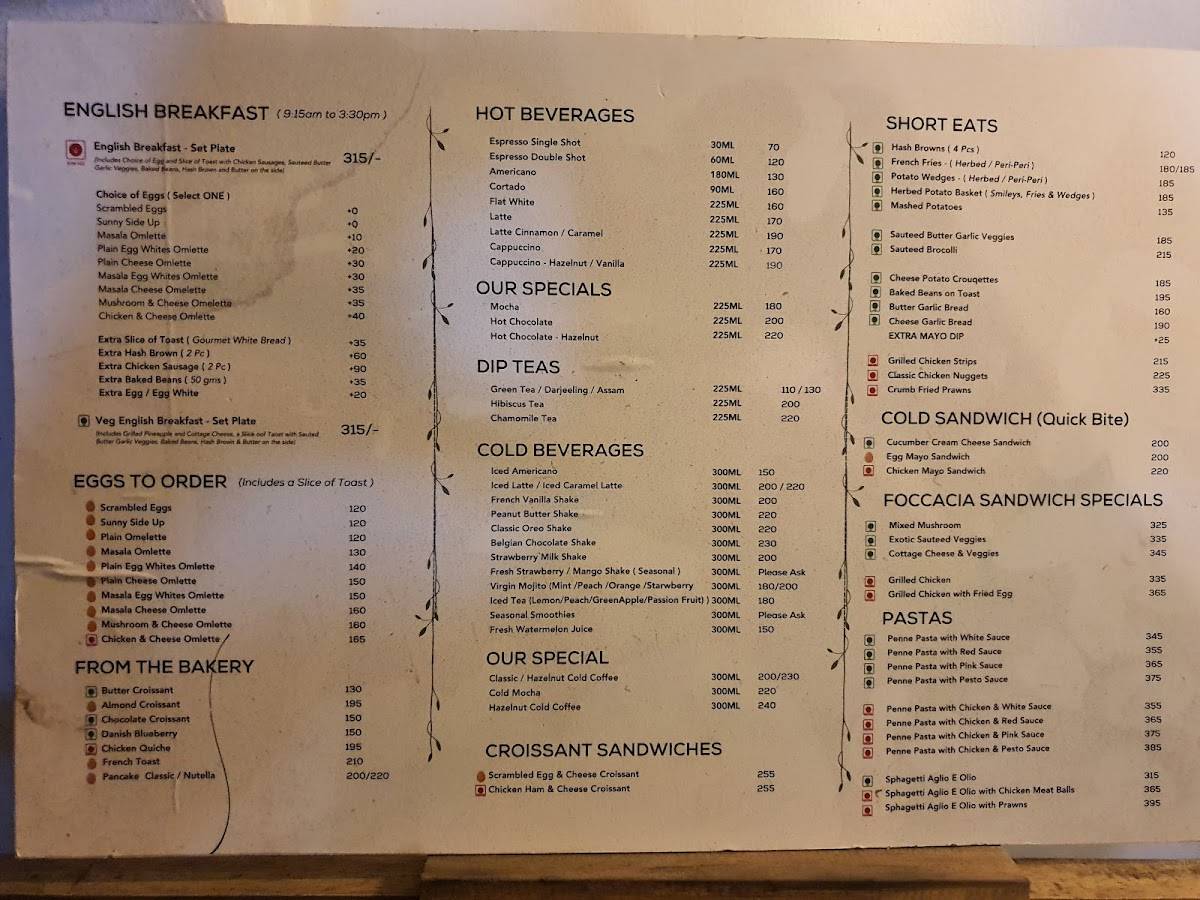 Kerbside Bistro menu