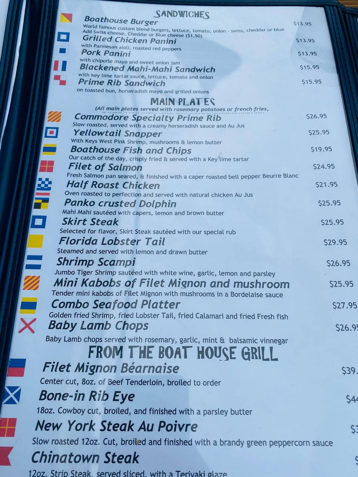 Menu at Boat House Bar & Grill, Key West, 220 Margaret Street
