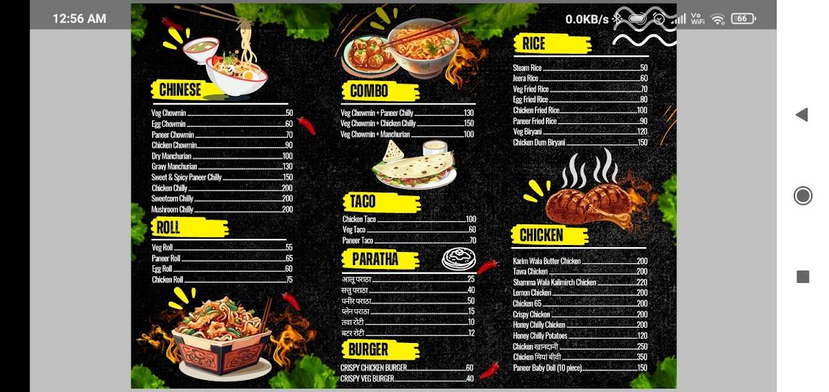 Khao Piyo menu