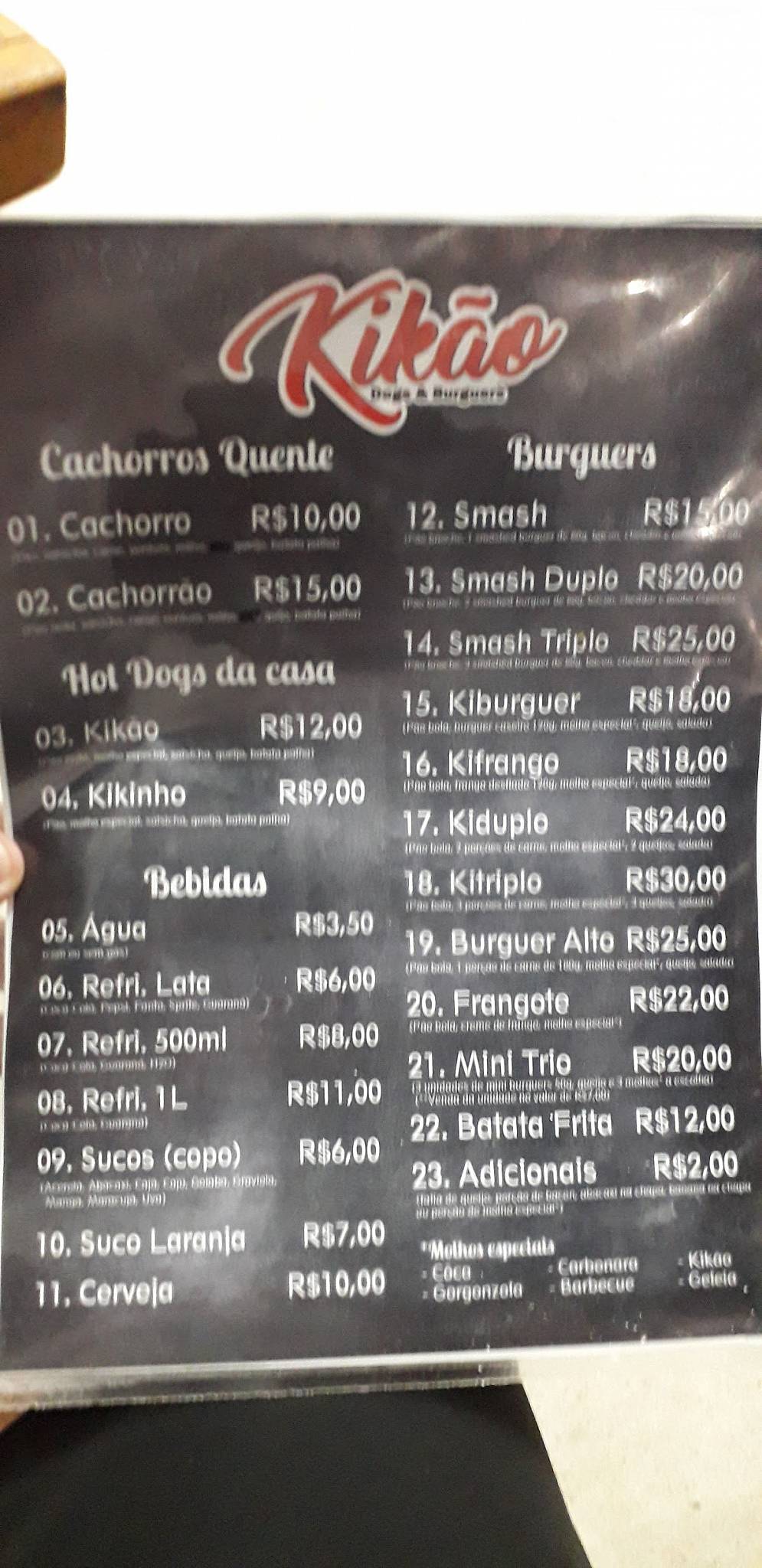 Kikão Cachorro Quente cardápio