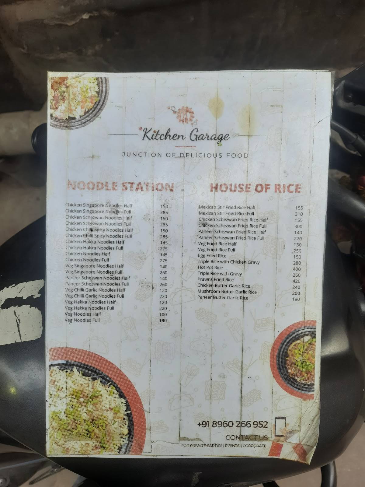 Kitchen Garage menu