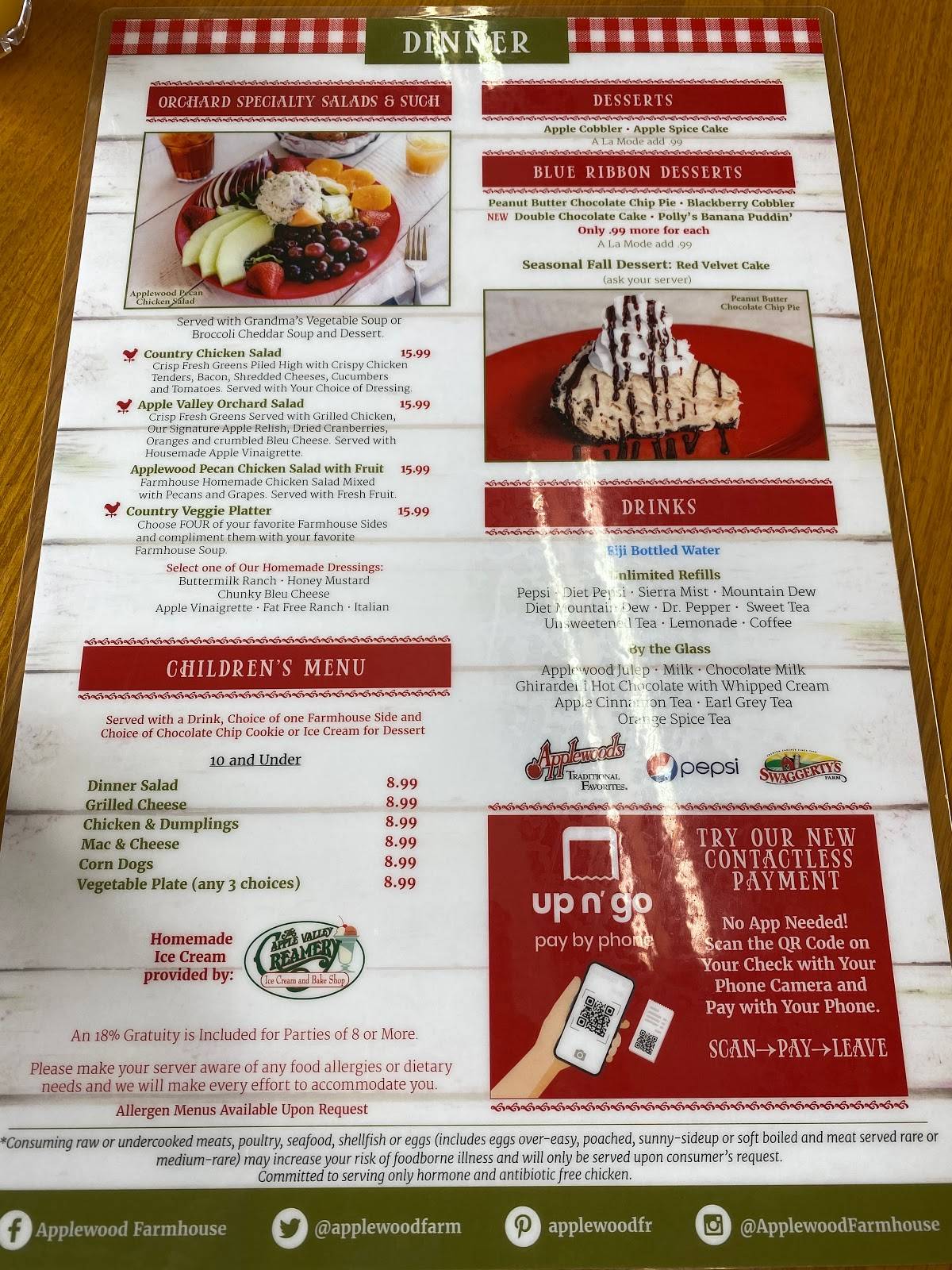 Menu At Applewood Farmhouse Restaurant Sevierville