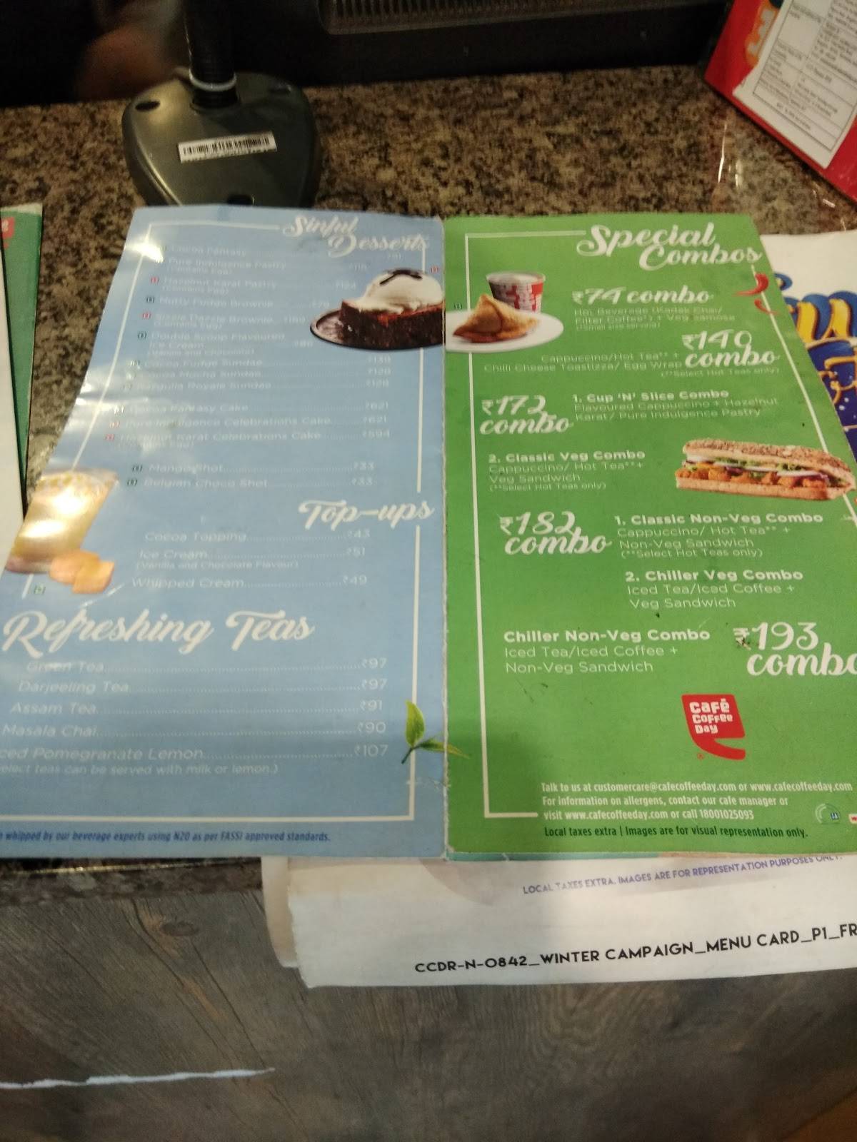 Café Coffee Day menu