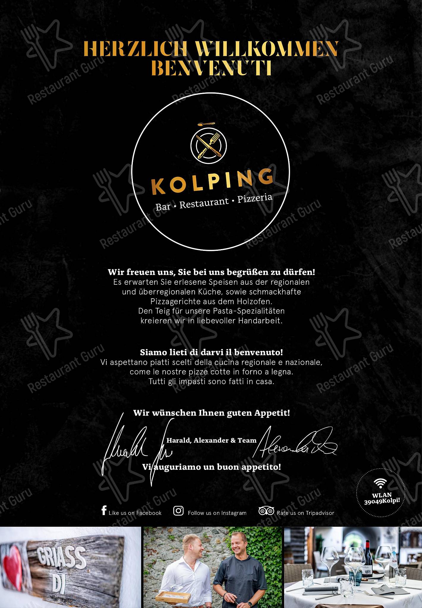 Wine Menu per Restaurant Pizzeria Kolping pizzeria