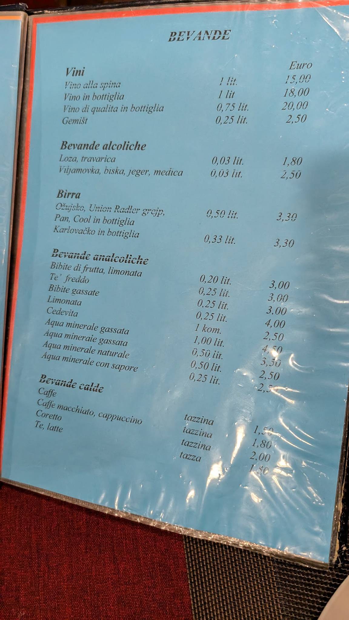 Menu di Konoba Maretina 