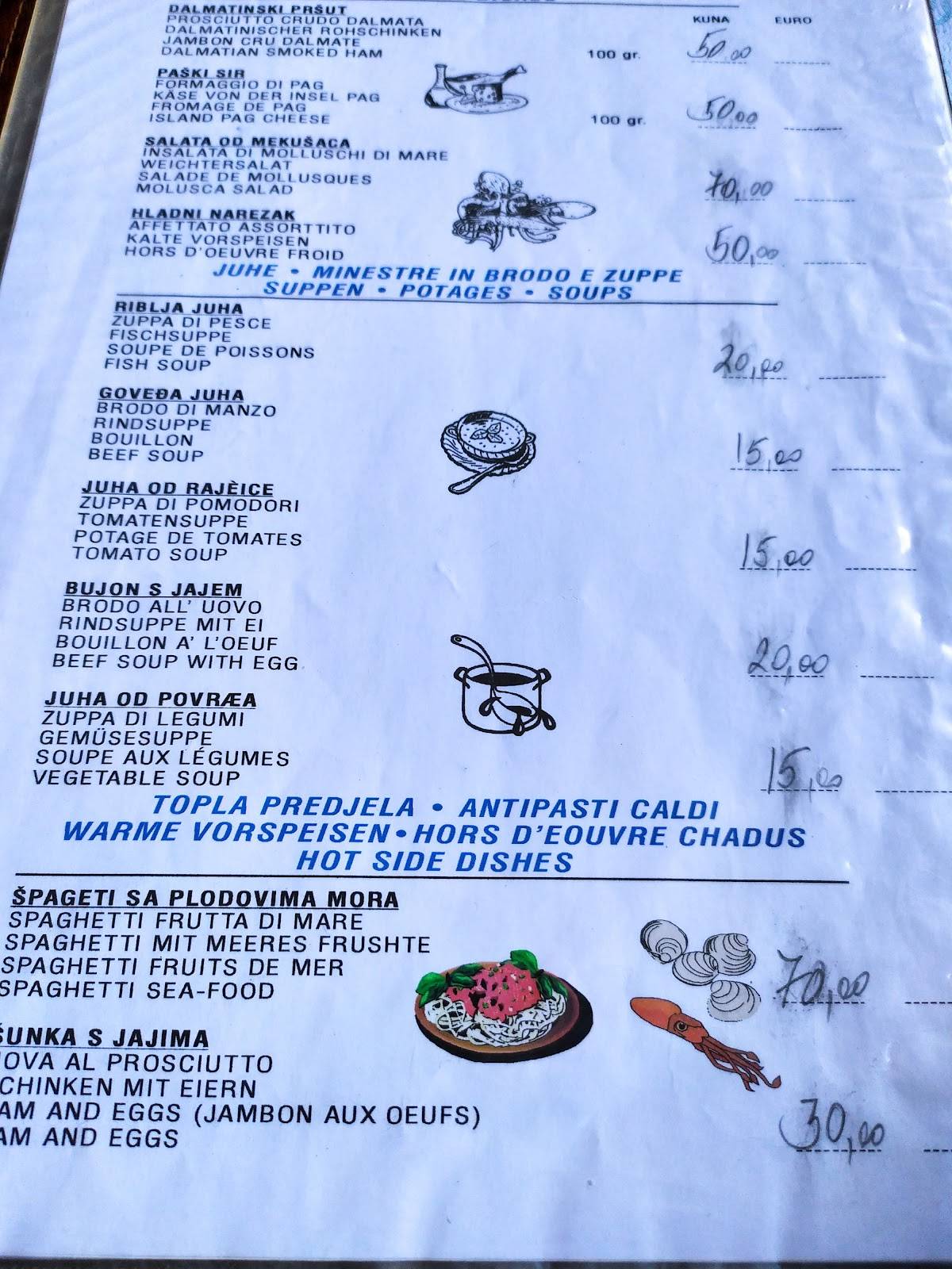 Menu di Konoba Rajko 