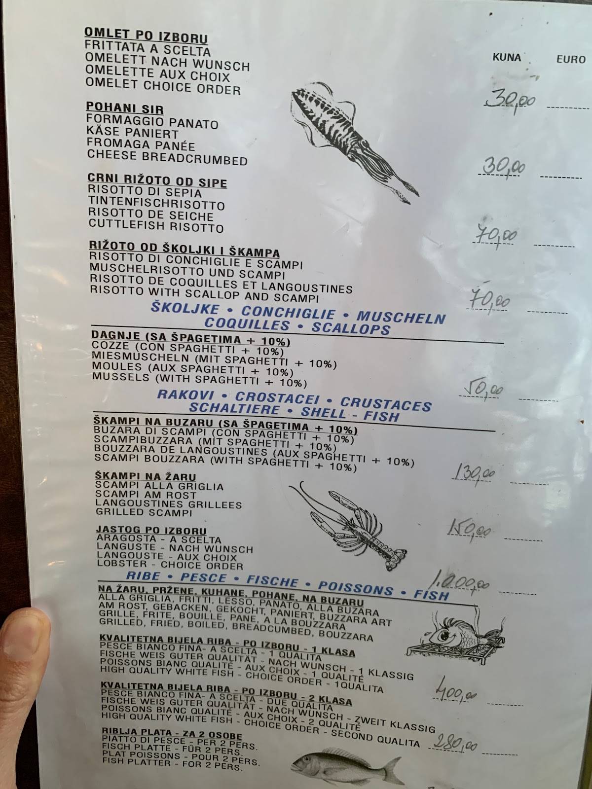 Menu di Konoba Rajko 