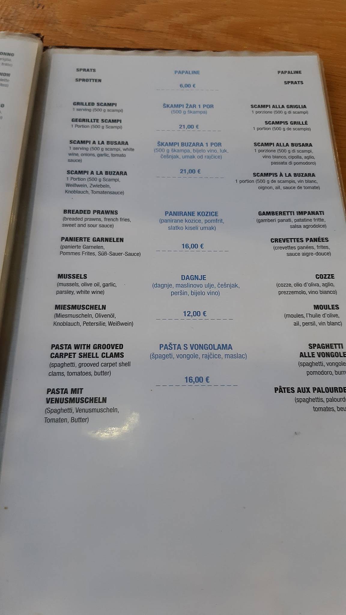 Menu di Konoba Toni 