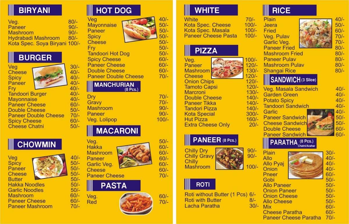 Kota Food Taste menu