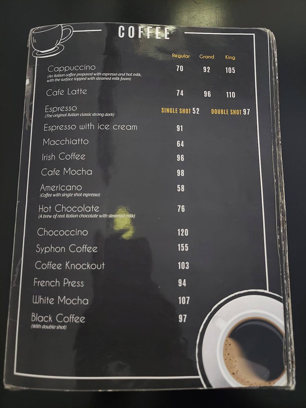 Menu at Coffee Cream, Kottakkal