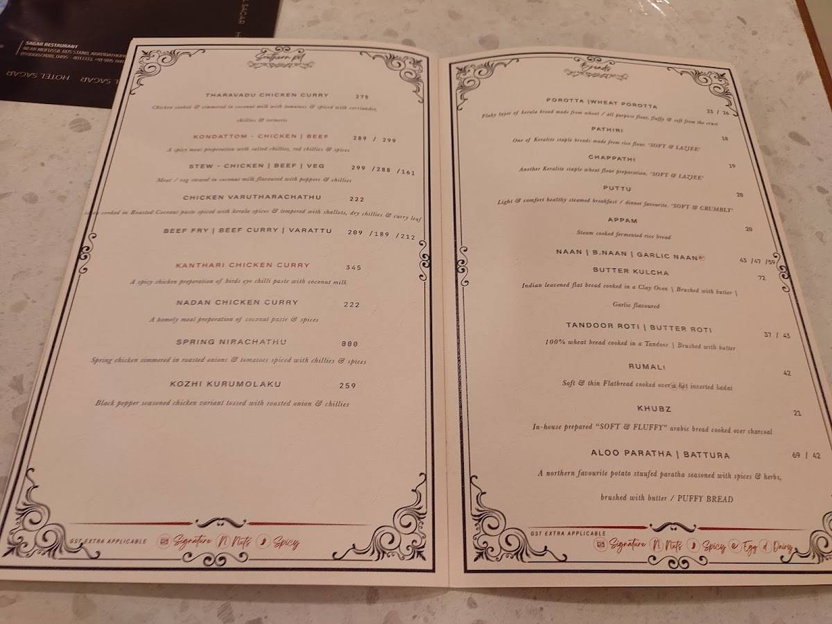 Sagar Restaurant ARAYIDATHUPALAM menu