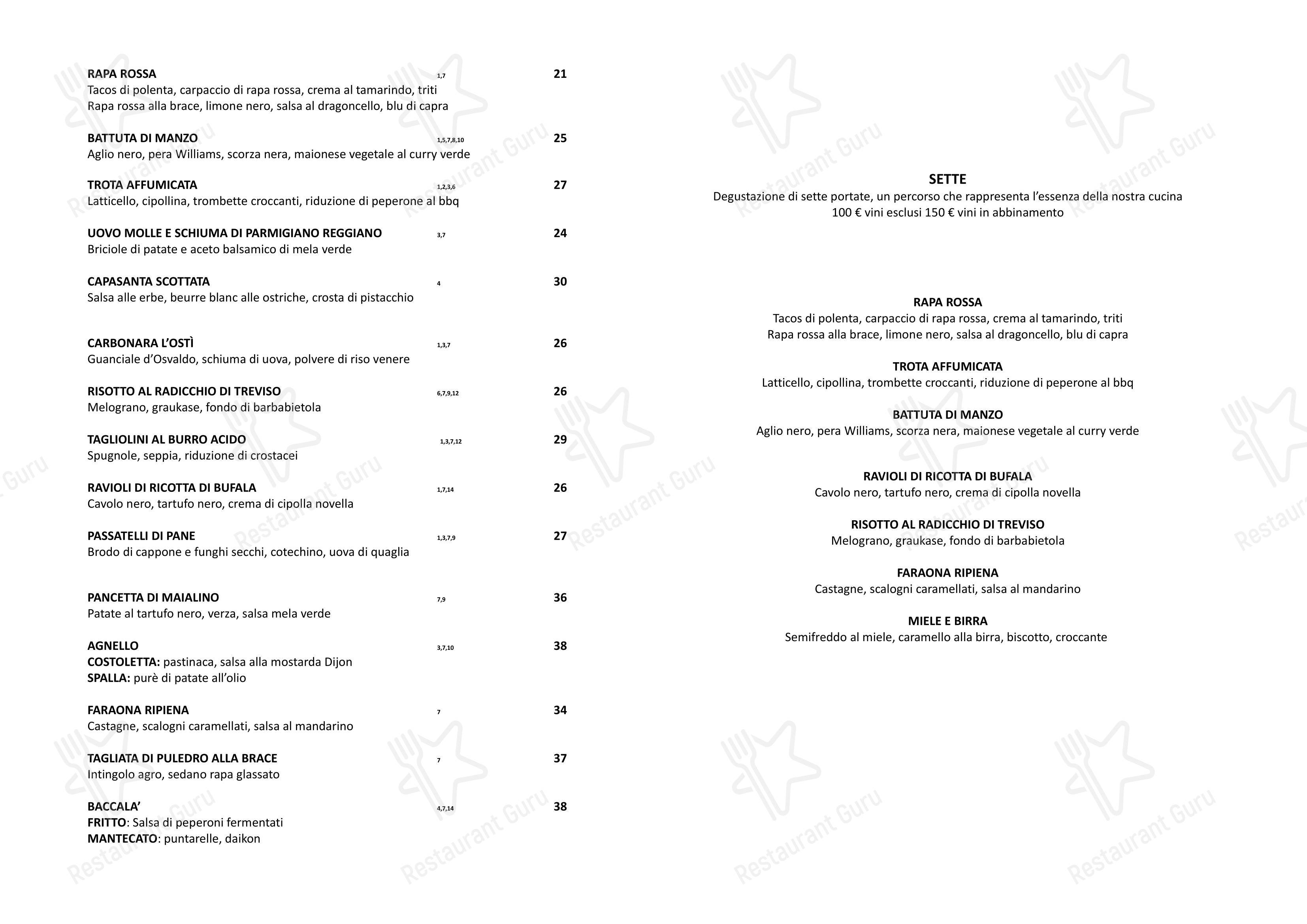 Menu per L´ostì Corvara ristorante
