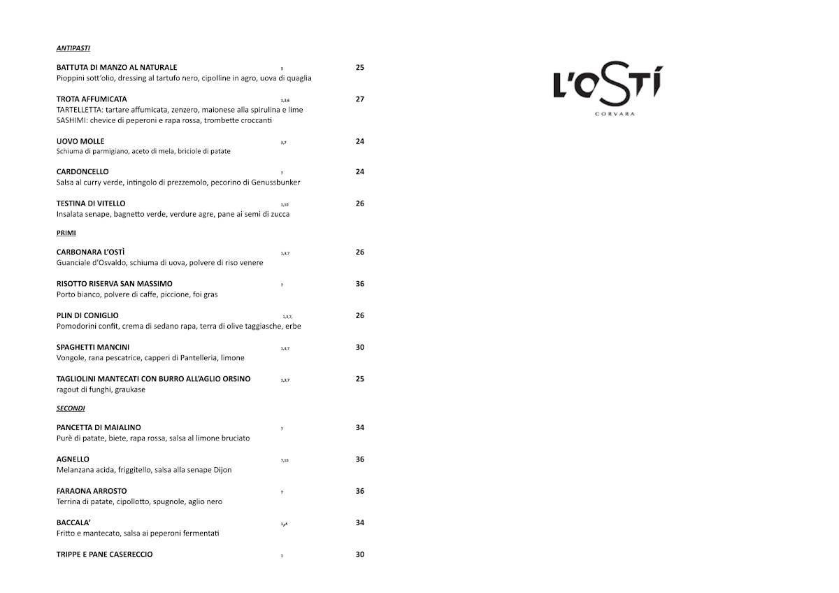 Menu di L´ostì Corvara 