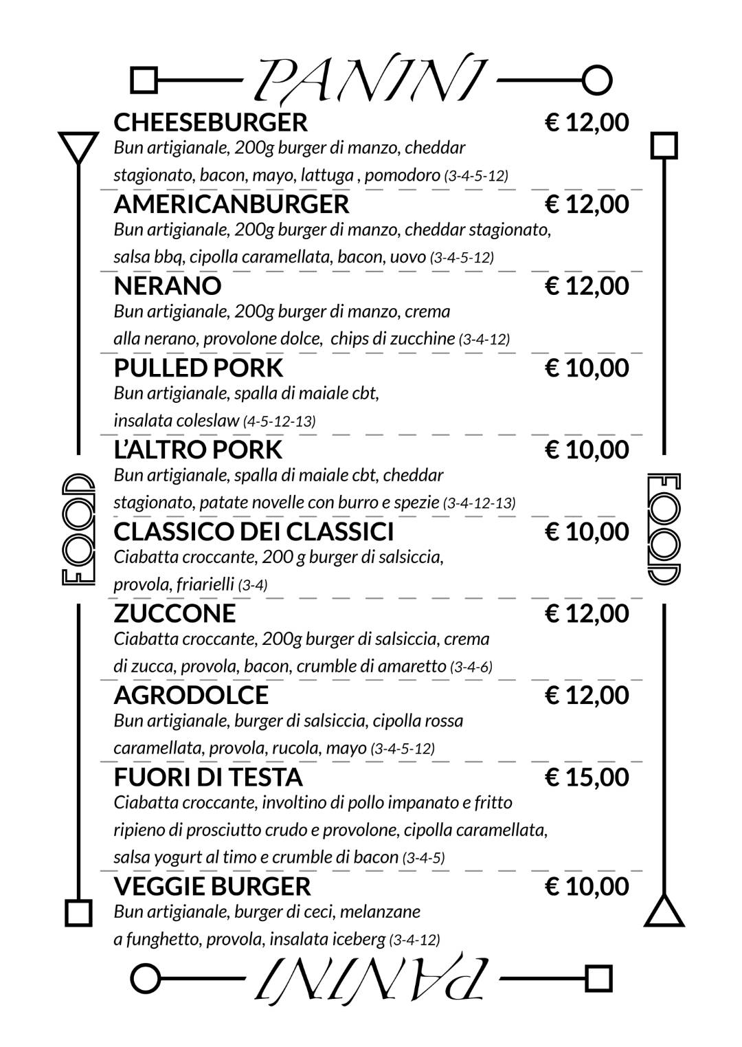 Menu di L'ARTEFATTO 