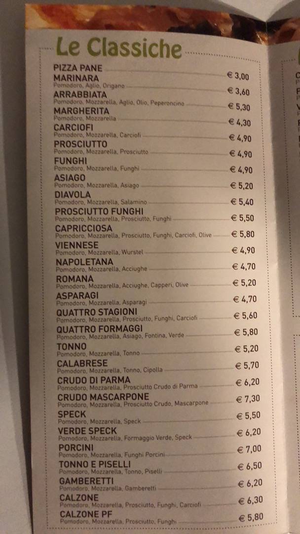Menu di L'Altra Pizza 