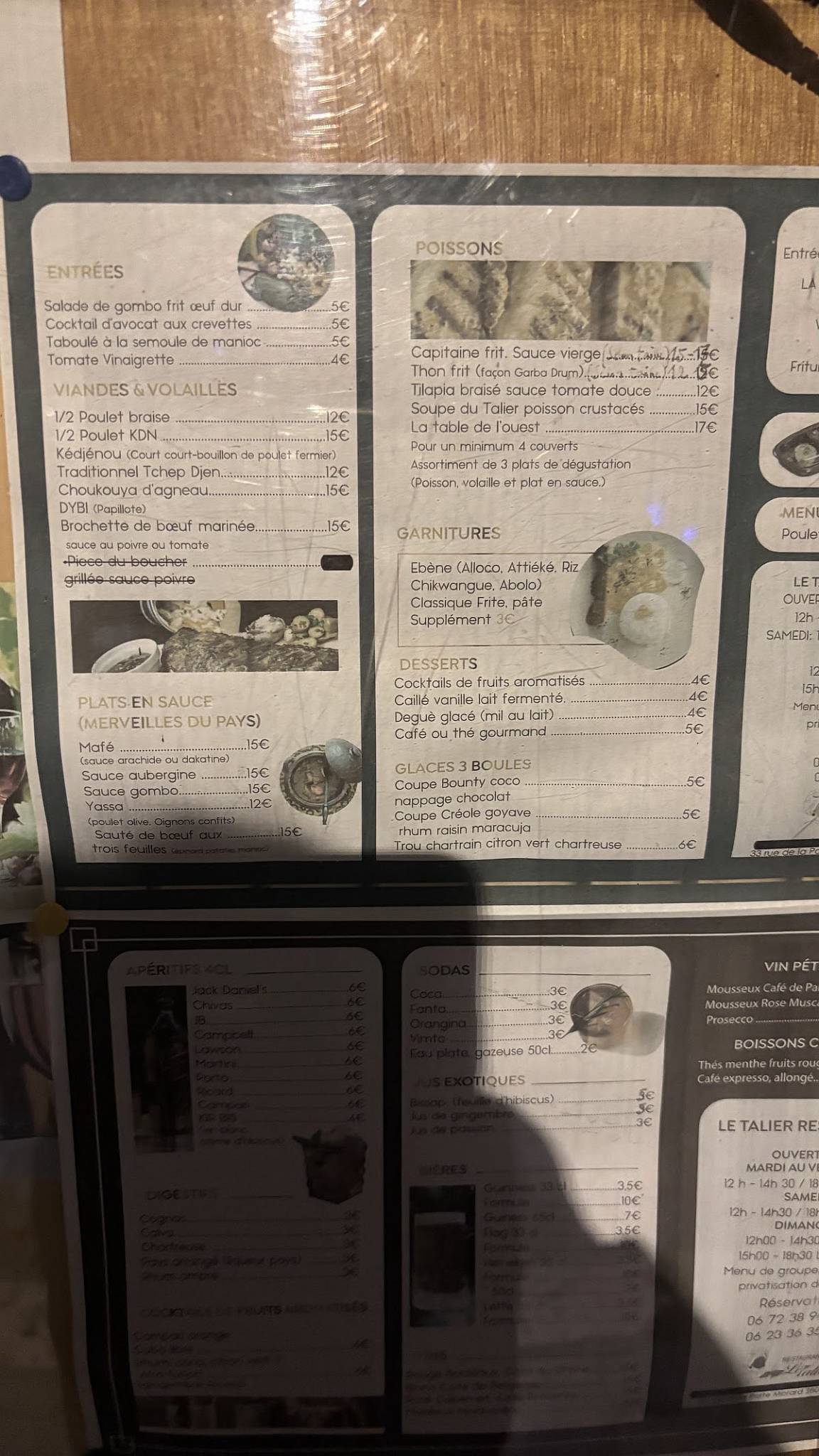 Menu de LE TALIER