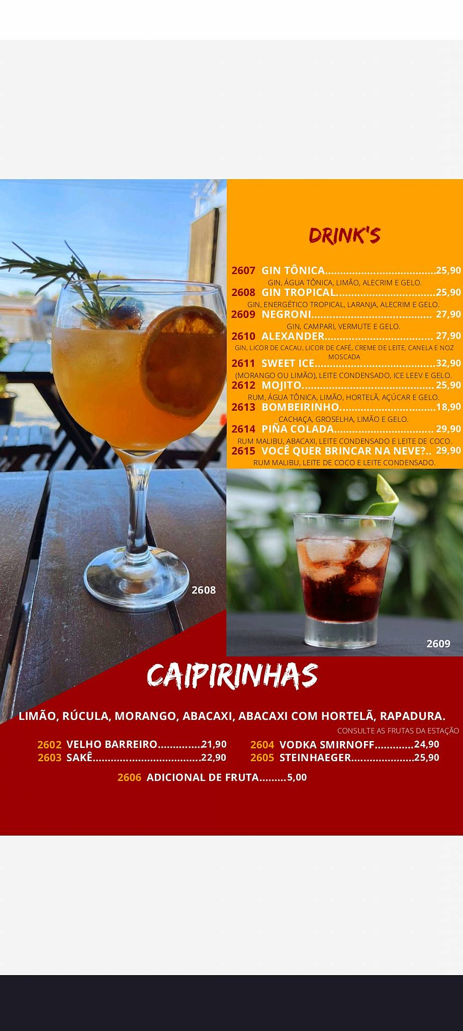 LED'Z CONTAINER GASTROBAR cardápio