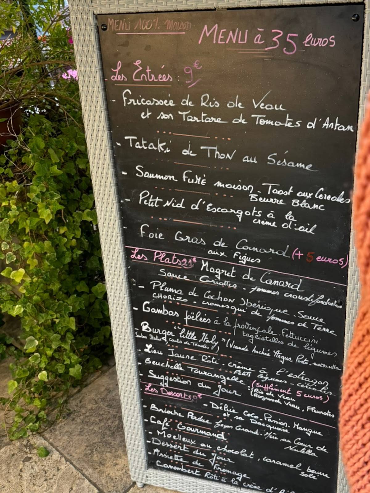 Menu de L'ENTREPOTES