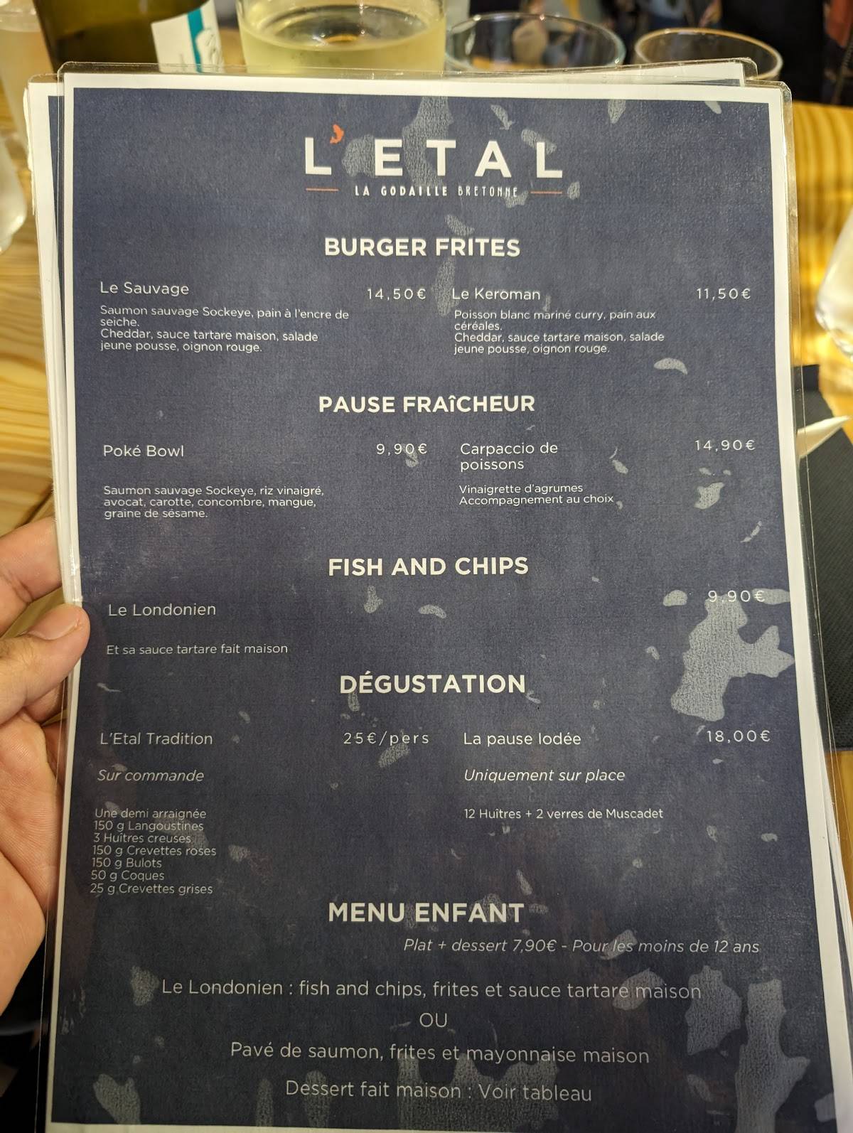 Menu de L'ETAL