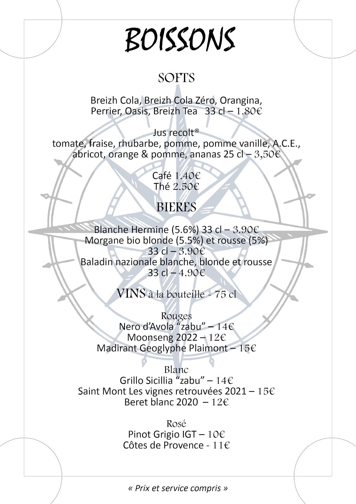 Menu de L'Estaque