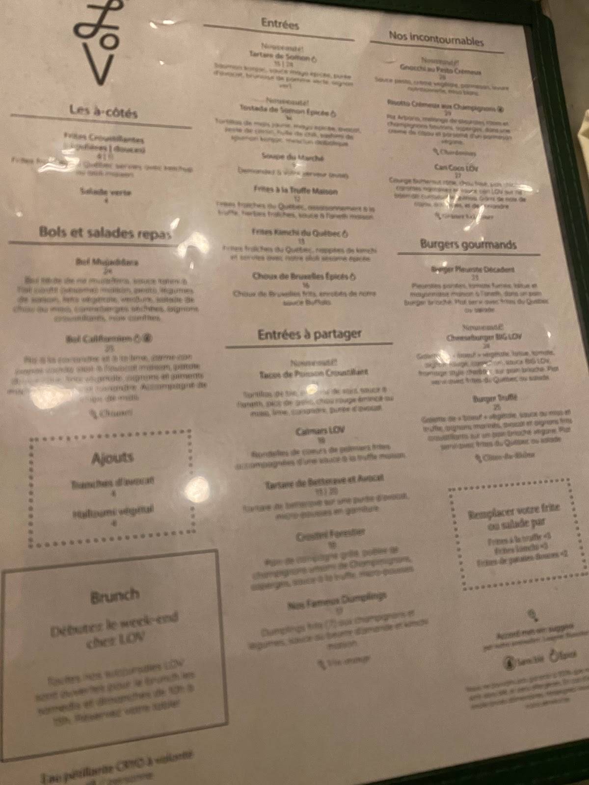 Menu de LOV Laval