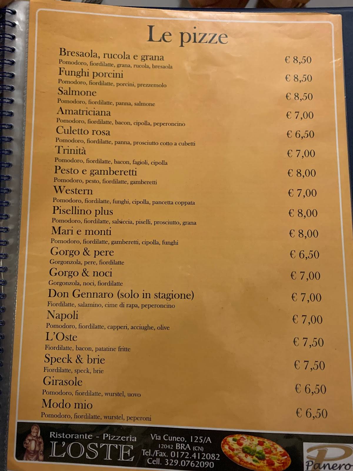 Menu di L'Oste the Marin's 