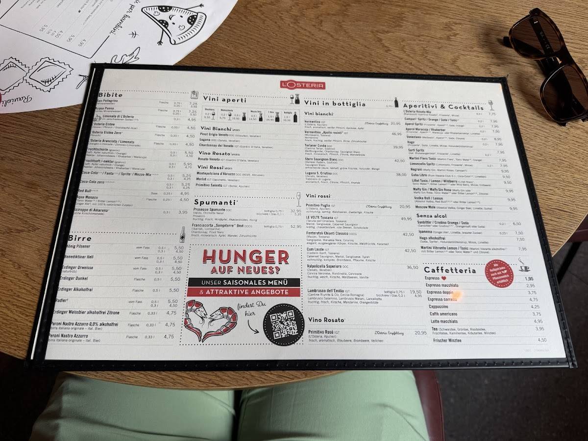 Menu de L'Osteria Sylt