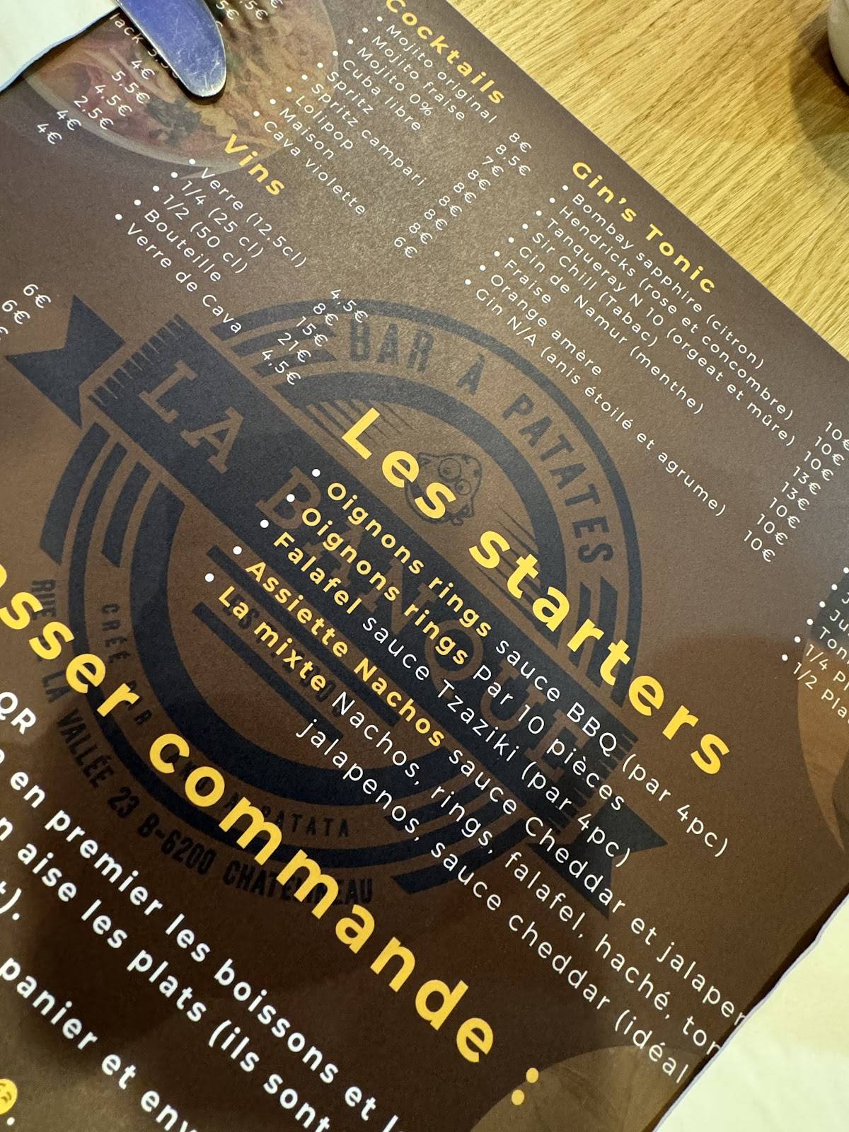 Menu de La Banque - Hakuna Patata