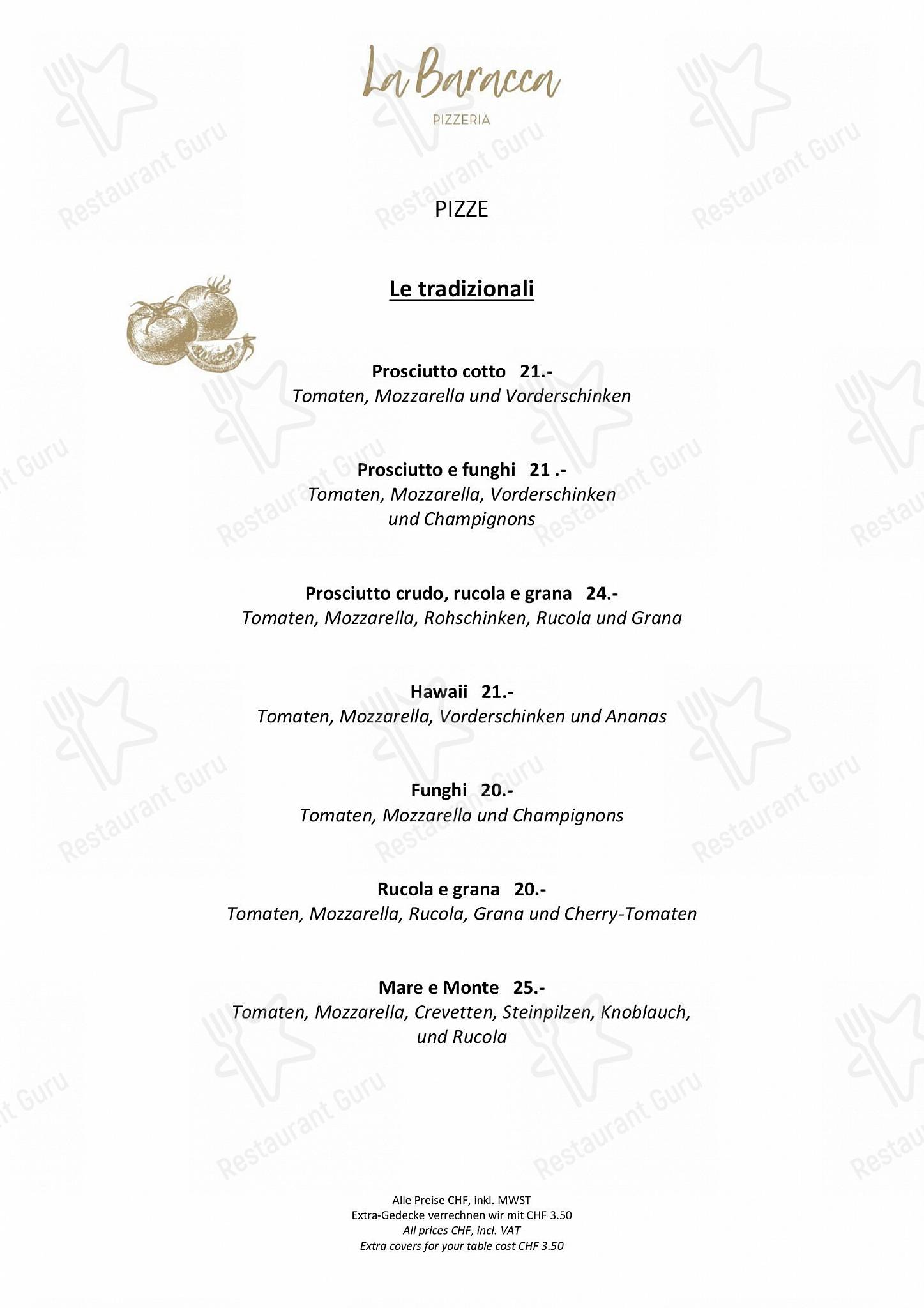 Основное меню per La Baracca ristorante