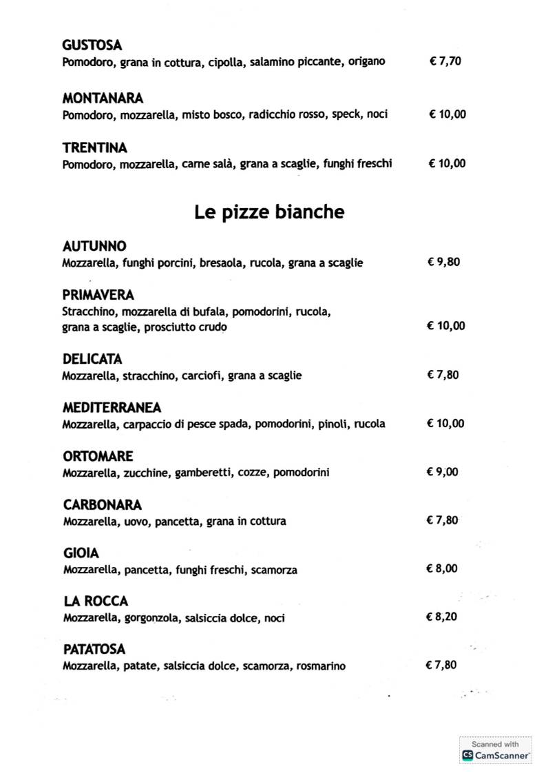 Menu di La Bastia 